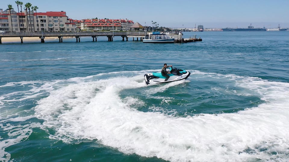 Coronado: San Diego Bay Jetski Rental - The route you’ll actually see: skyline, bridge, and USS Midway
