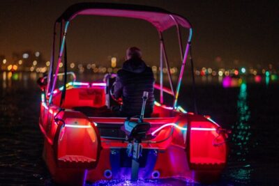 Glow Electric Boat night date experience in San Diego Bay - Music and Mood: Bluetooth Speakers on the Water