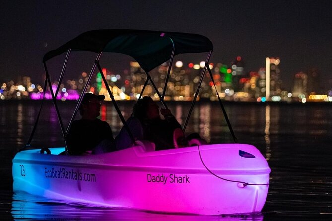 Glow Nightime Pedal Boat Rental in San Diego Bay - Glow Boat Details: Lights, Disco Ball, and Music on a 360-Degree Night