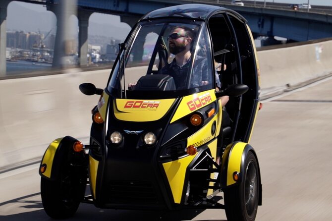 GPS Talking Electric GoCar: 2 Hour Coronado Tour - USS Midway and Seaport Village: easy waterfront context from the road