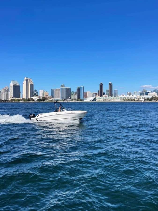 San Diego: Speed Boat Rental in San Diego Bay - Shade Under the Bimini Top vs. Sun on the Deck